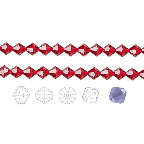 Preciosa Czech Crystal Beads Light Siam Faceted Bicone 6mm Package of 144