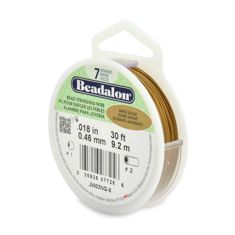 Satin Gold Beadalon Beading Wire .018" Thickness 7 Strand (30 Feet)