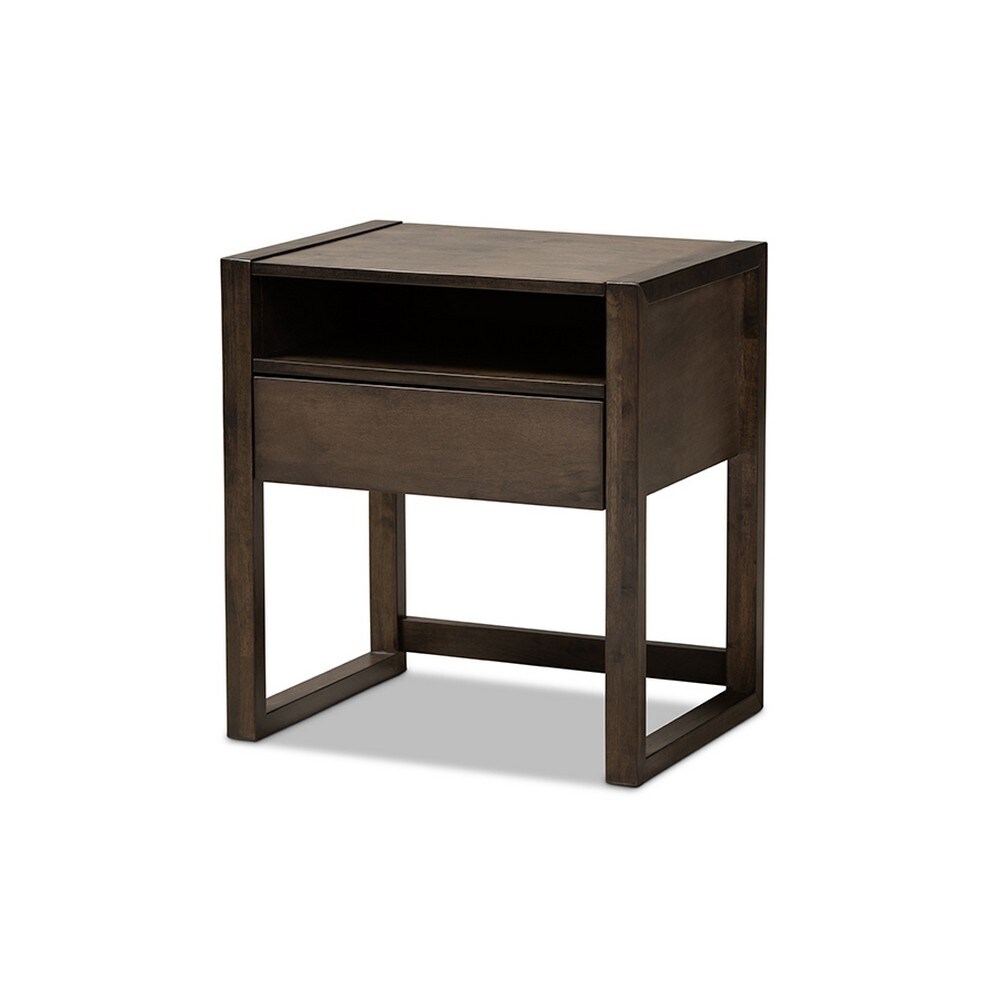 Baxton Studio   Inicio Modern and Contemporary Charcoal Brown Finished 1-Drawer Wood Nightstand