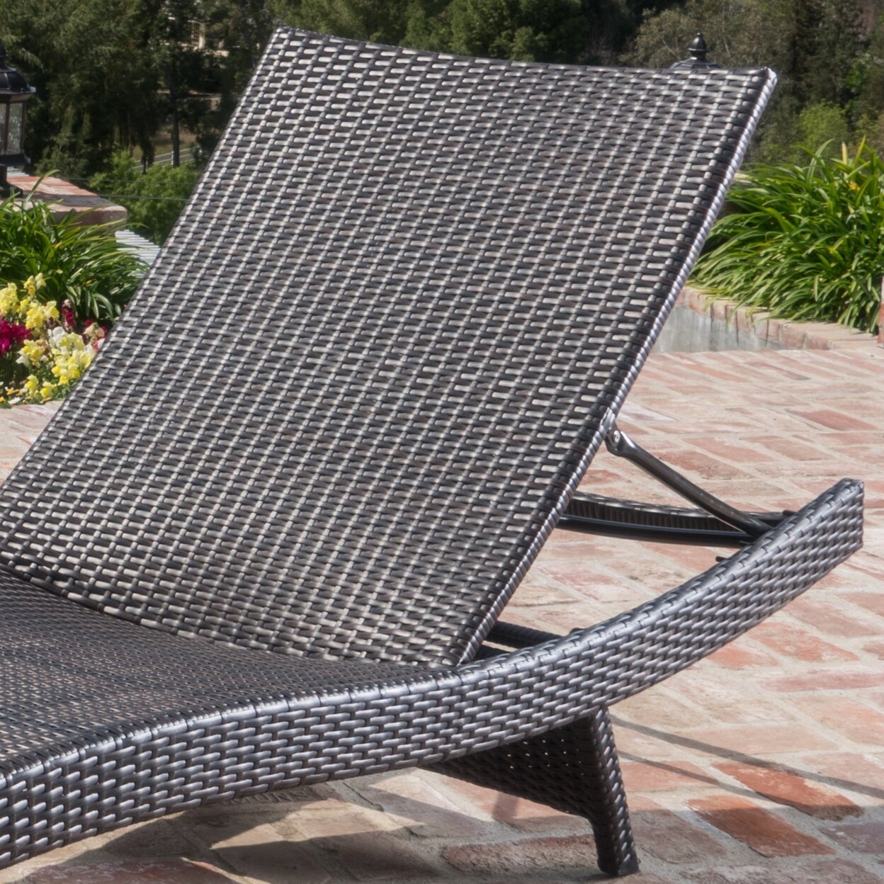 GDFStudio Savana 3 Pc Outdoor Wicker Lounge with Water Resistant Cushions and Coffee Table