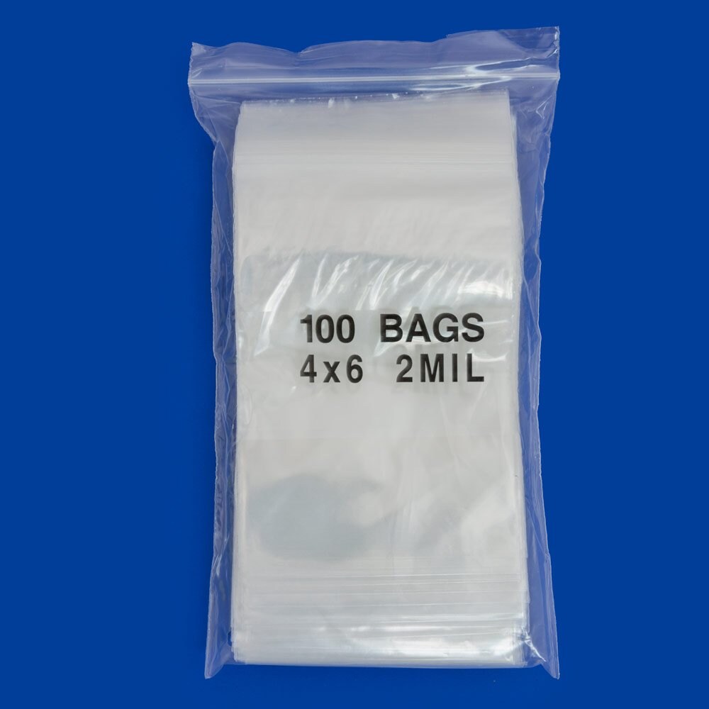 Plastic Ziplock Bag with White Block 4x6 (Package of 100)