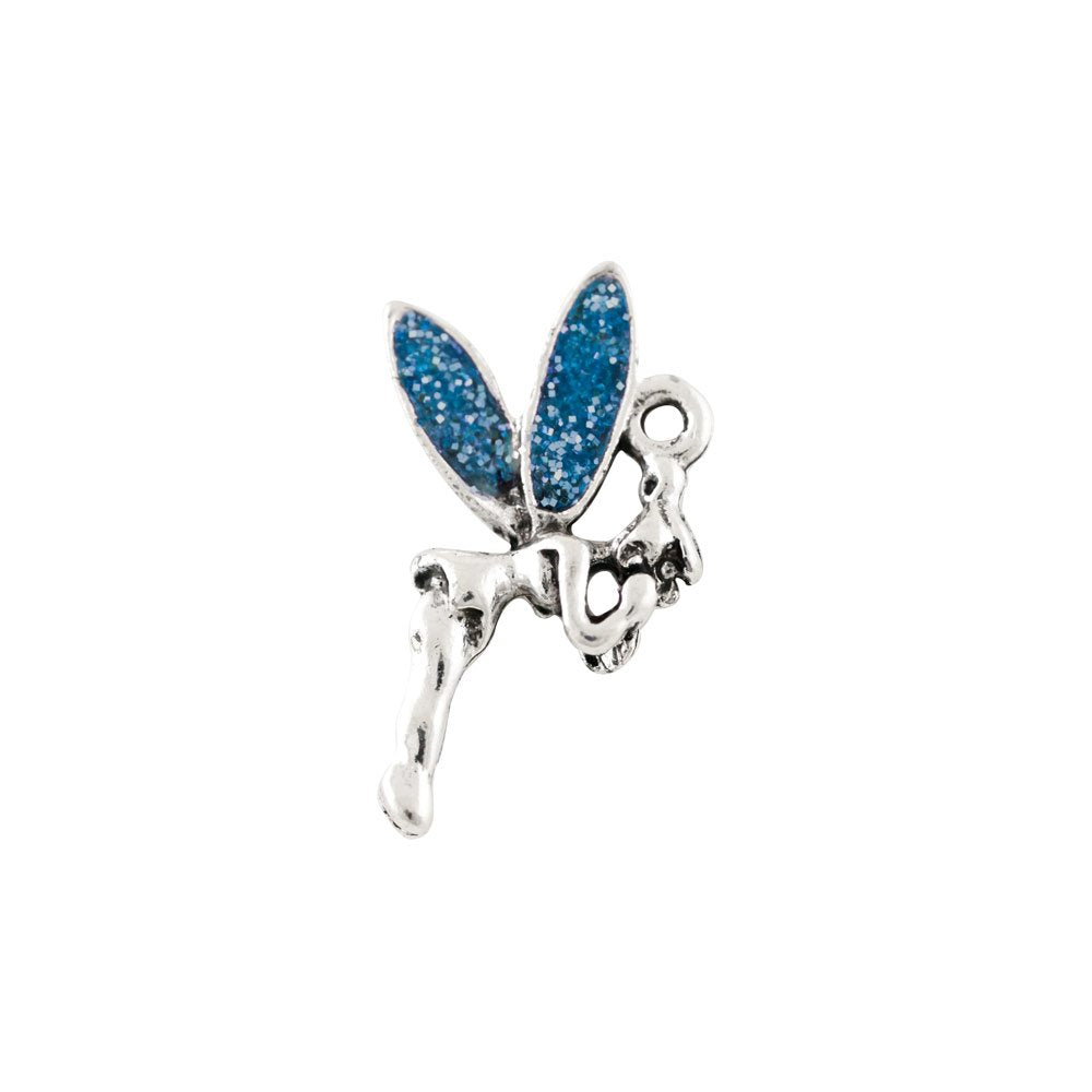 Charm for Jewelry Making - Fairy Blue 11x21mm Pewter Antique Silver Plated (1-Pc)