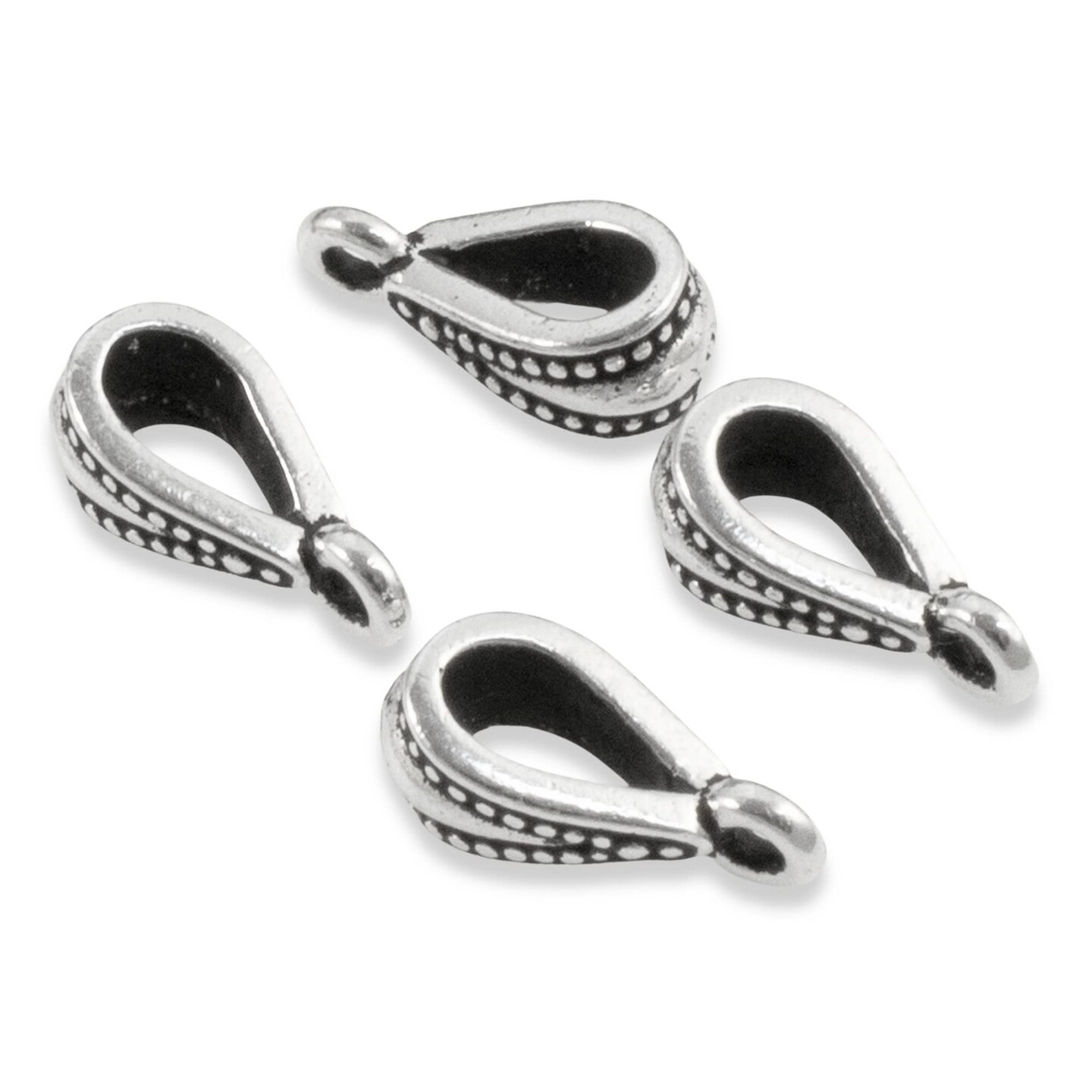 Silver Royal Pendant Bails, TierraCast Decorative Necklace Bail 4/Pkg