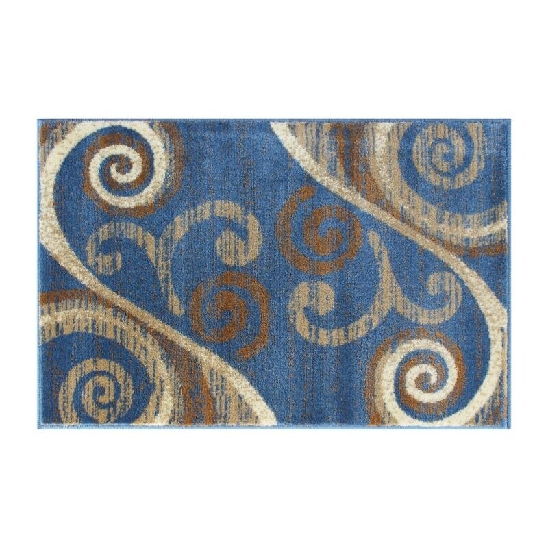 Flash Furniture Valli Collection 2&#x27; x 3&#x27; Blue Abstract Area Rug - Olefin Rug with Jute Backing - Hallway, Entryway, Bedroom, Living Room