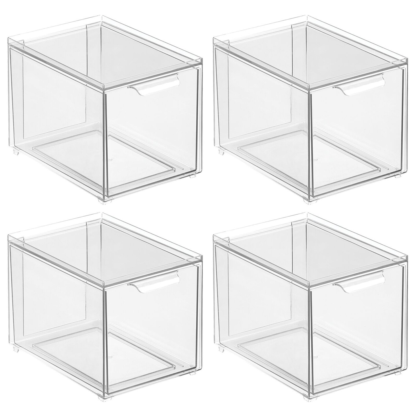 mDesign Stacking Plastic Storage Kitchen Bin with Pull-Out Drawers