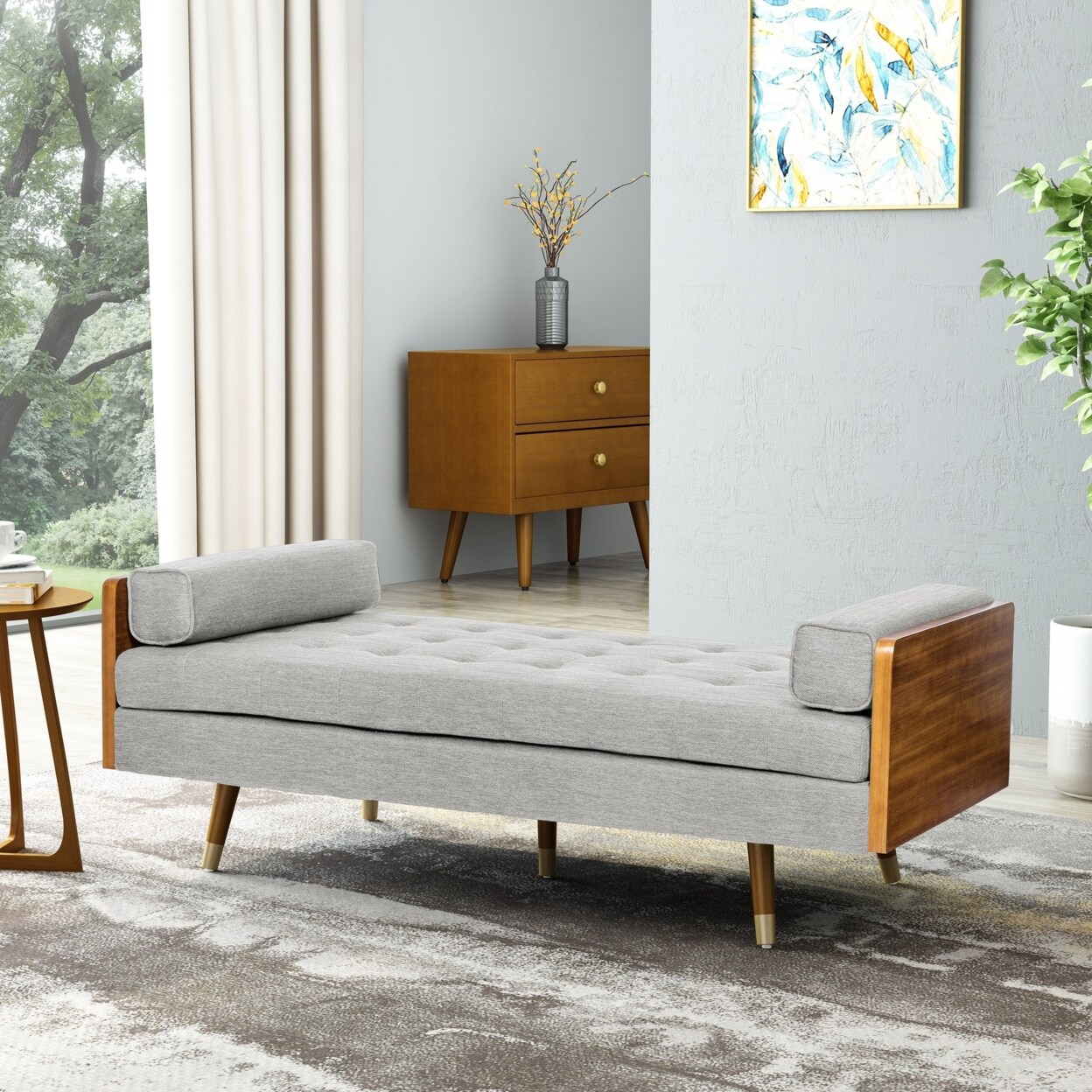 GDFStudio Tiltonsville Mid Century Modern Tufted Double End Chaise