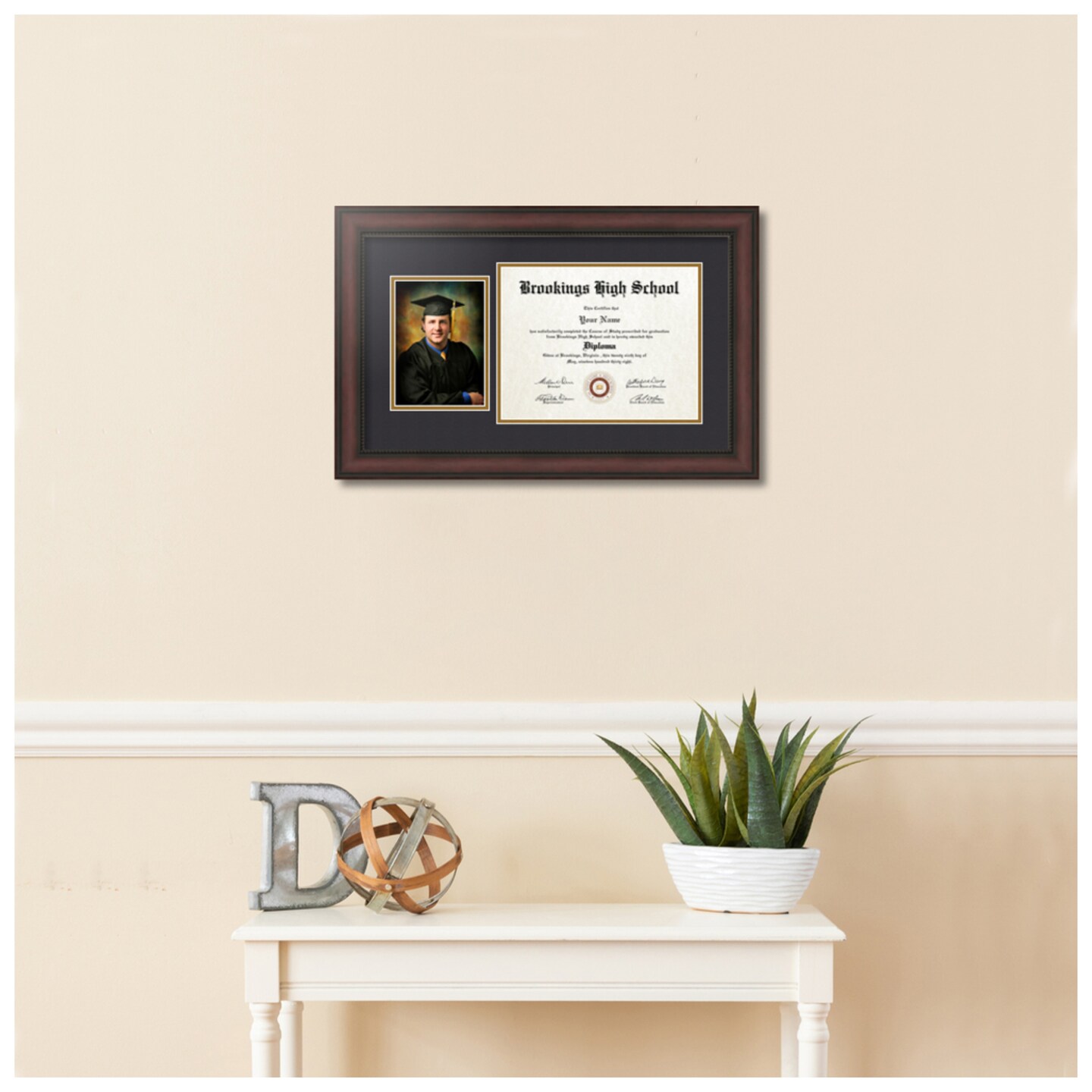ArtToFrames 8.5x11 inch Diploma Frame with 6" x 8" Inch Image Opening - Framed with Black and Gold Mats, Comes with Regular Acrylic and Sawtooth Hanger for Wall Hanging (DT-8.5x11)