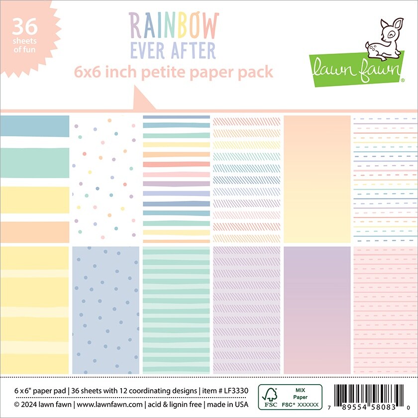 Lawn Fawn Double-Sided Paper Pad 6"X6"-Rainbow Ever After