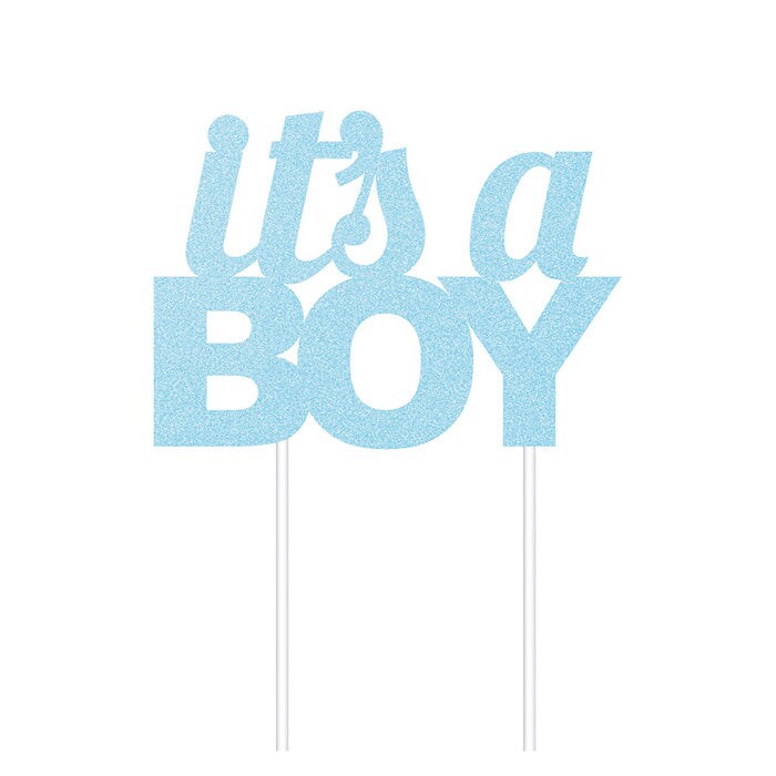 Blue Glitter It&#x27;s A Boy Cake Topper