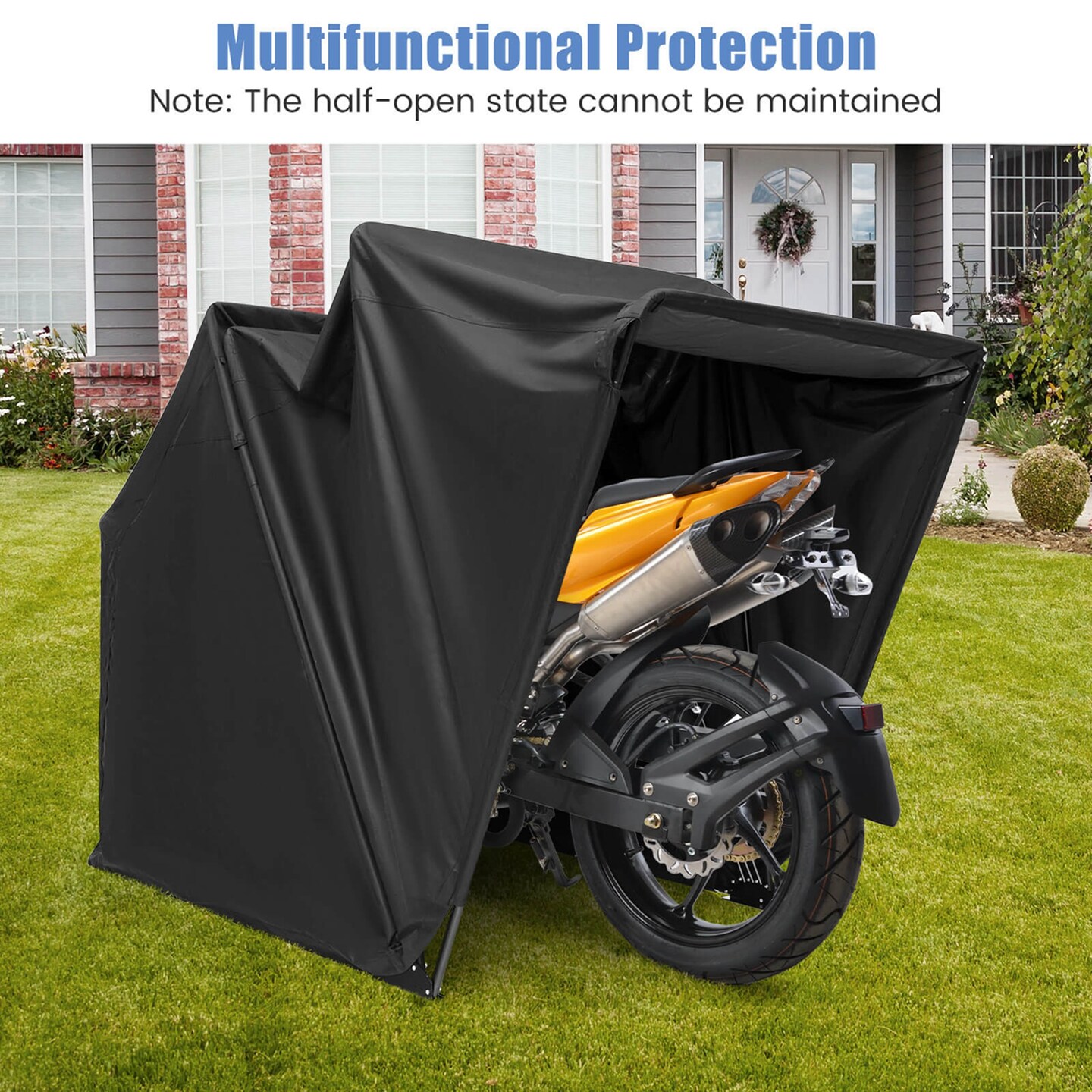 Costway 11.2&#x27; x 4.5&#x27; x 6.3&#x27; Waterproof Motorbike Storage Tent Outdoor Motorcycle Shelter
