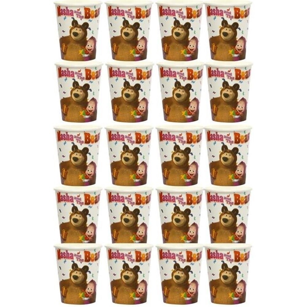Mighty Mojo Masha And The Bear Party Paper Cups 20Ct Colorful Kids Birthday