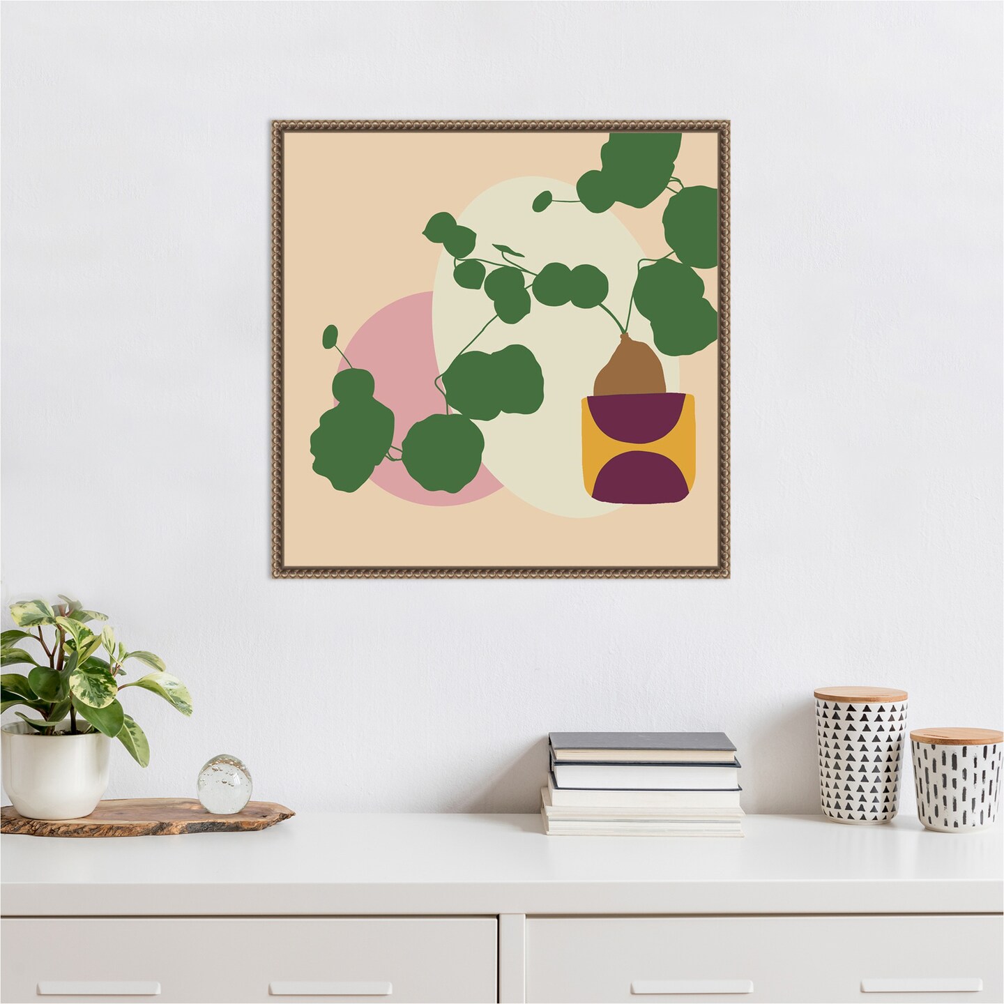Mod Potted Plant 1I by Jen Bucheli Framed Canvas Wall Art