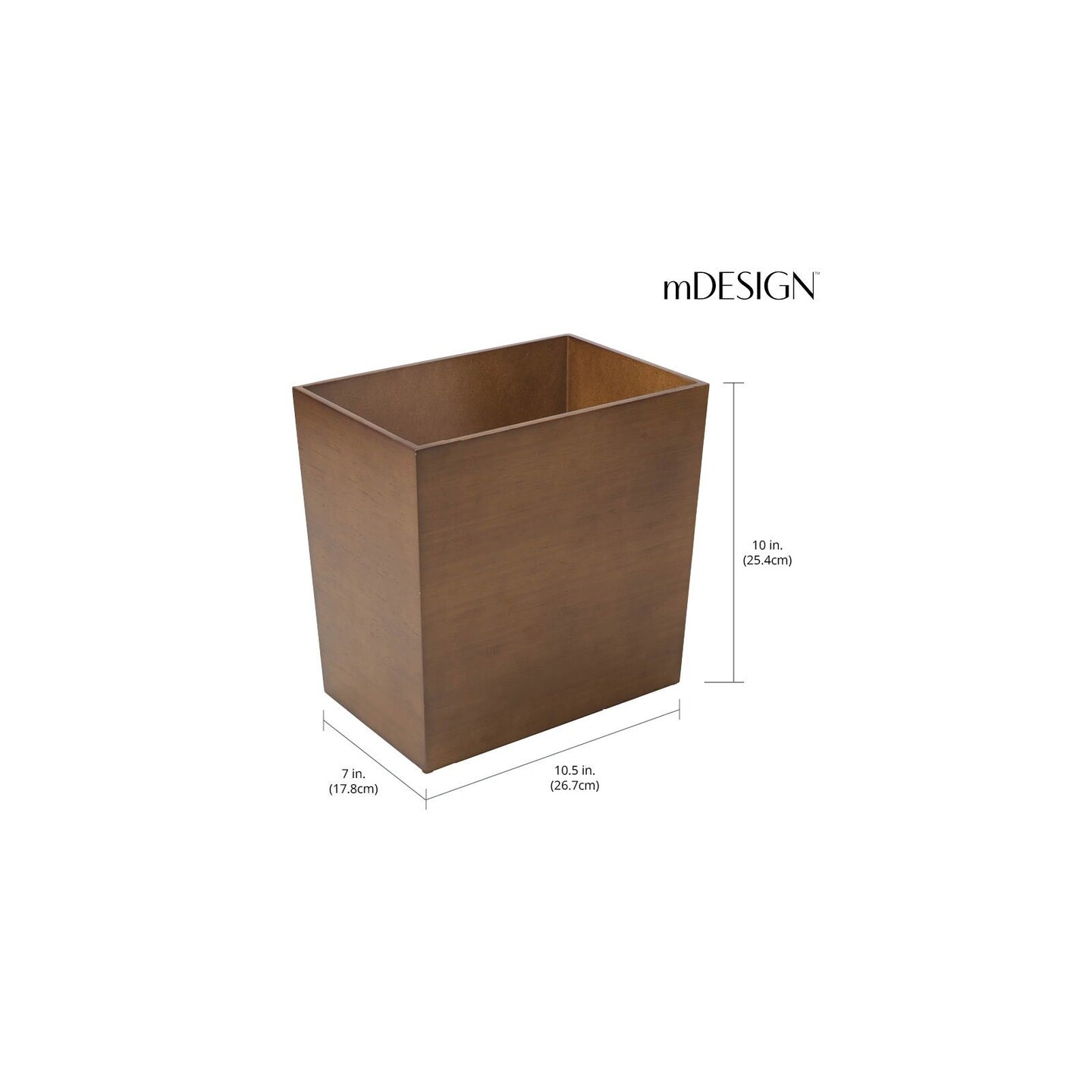 mDesign Slim Rectangle Trash Can Wastebasket, Small Garbage Container Bin