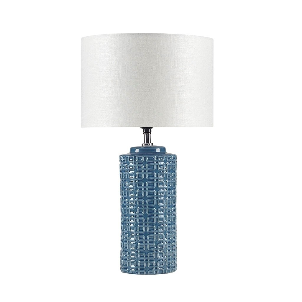 Gracie Mills   Litzy Blue Geometric Ceramic Table Lamp - GRACE-14415