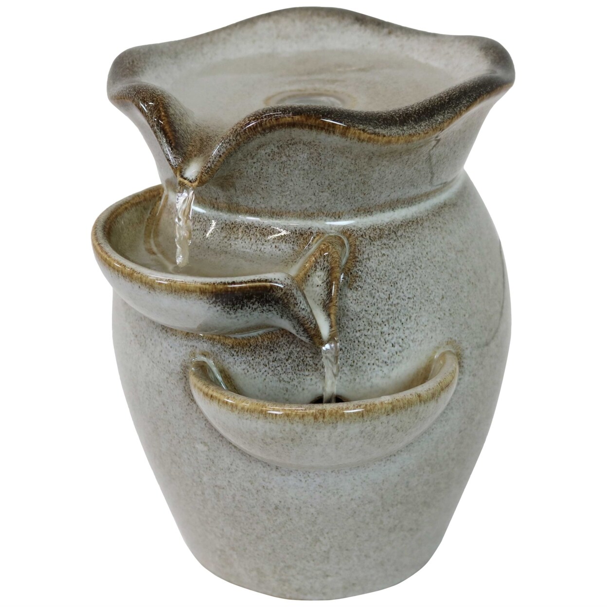 Sunnydaze Cascading Side Tiers Ceramic Indoor Water Fountain - 8 In