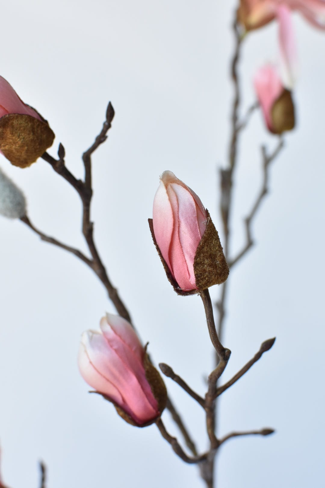 35&#x22; Faux Muted Pink Japanese Magnolia Bud Branch
