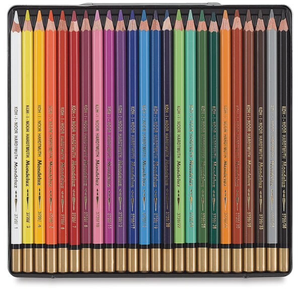 Koh-I-Noor Mondeluz Aquarelles Watercolor Pencil Set - Assorted Colors, Tin, Set of 24