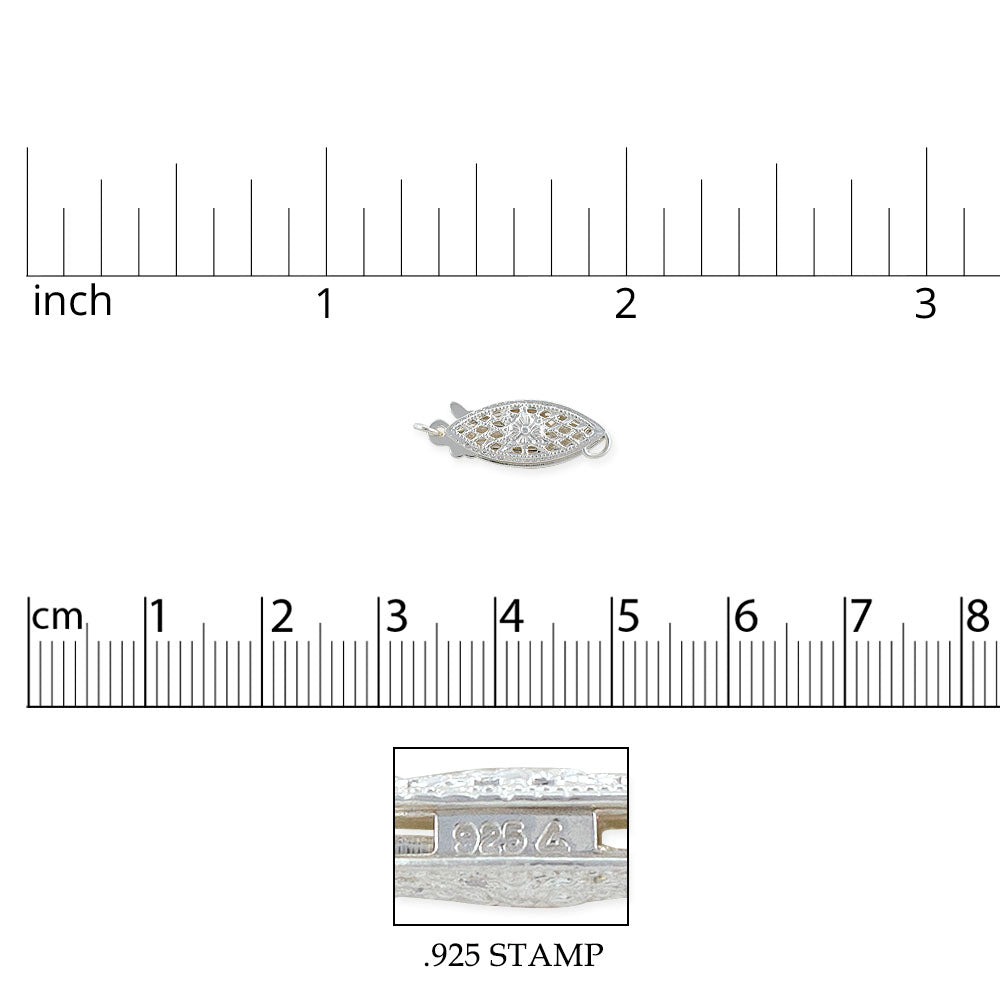 JewelrySupply Sterling Silver Filigree Pearl Necklace Clasp 16x6mm Sterling Silver with .925 STAMP