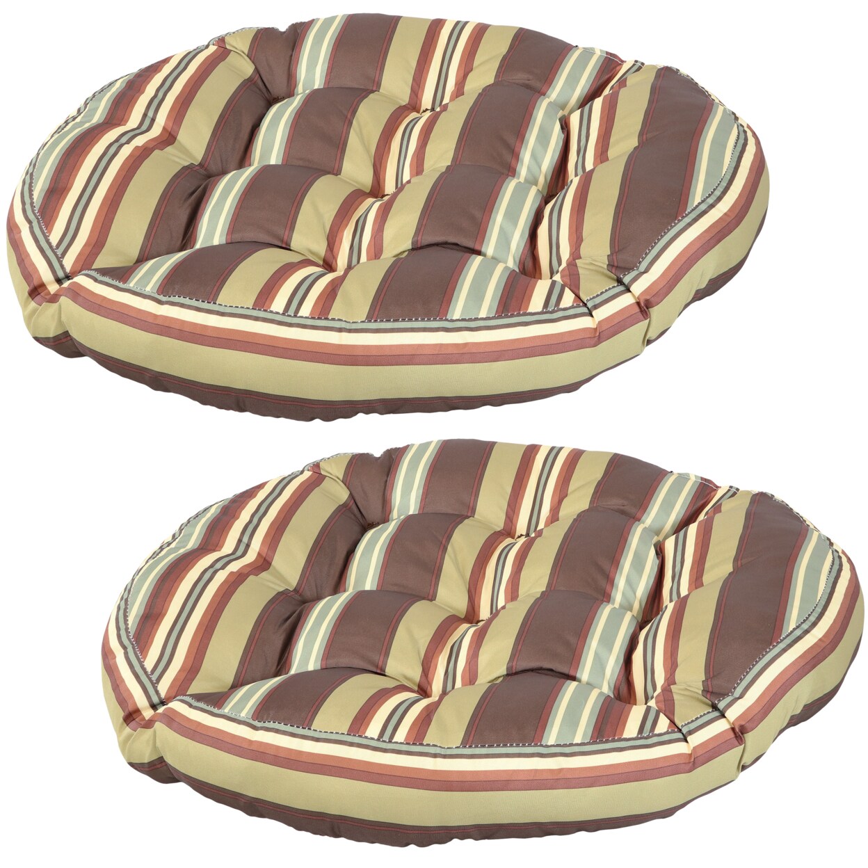 Sunnydaze   Outdoor Round Polyester Floor Cushion - Chocolate - Set of 2