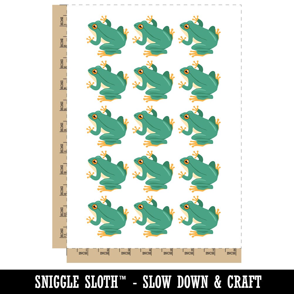 Rainforest Tree Frog Solid Temporary Tattoo Water Resistant Fake Body Art Set Collection (1 Sheet)