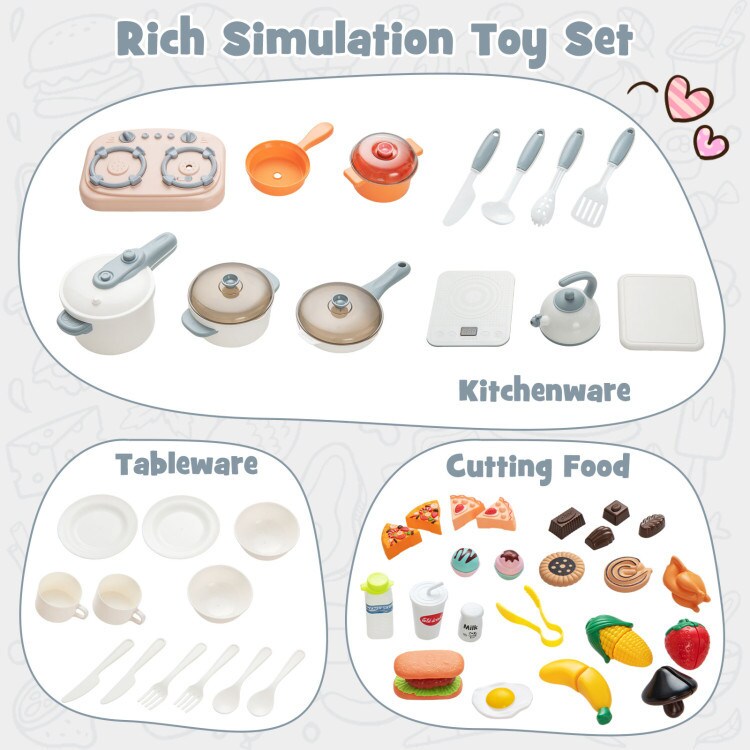 Kids Play Kitchen Toy with Stove Sink Oven with Light and Sound