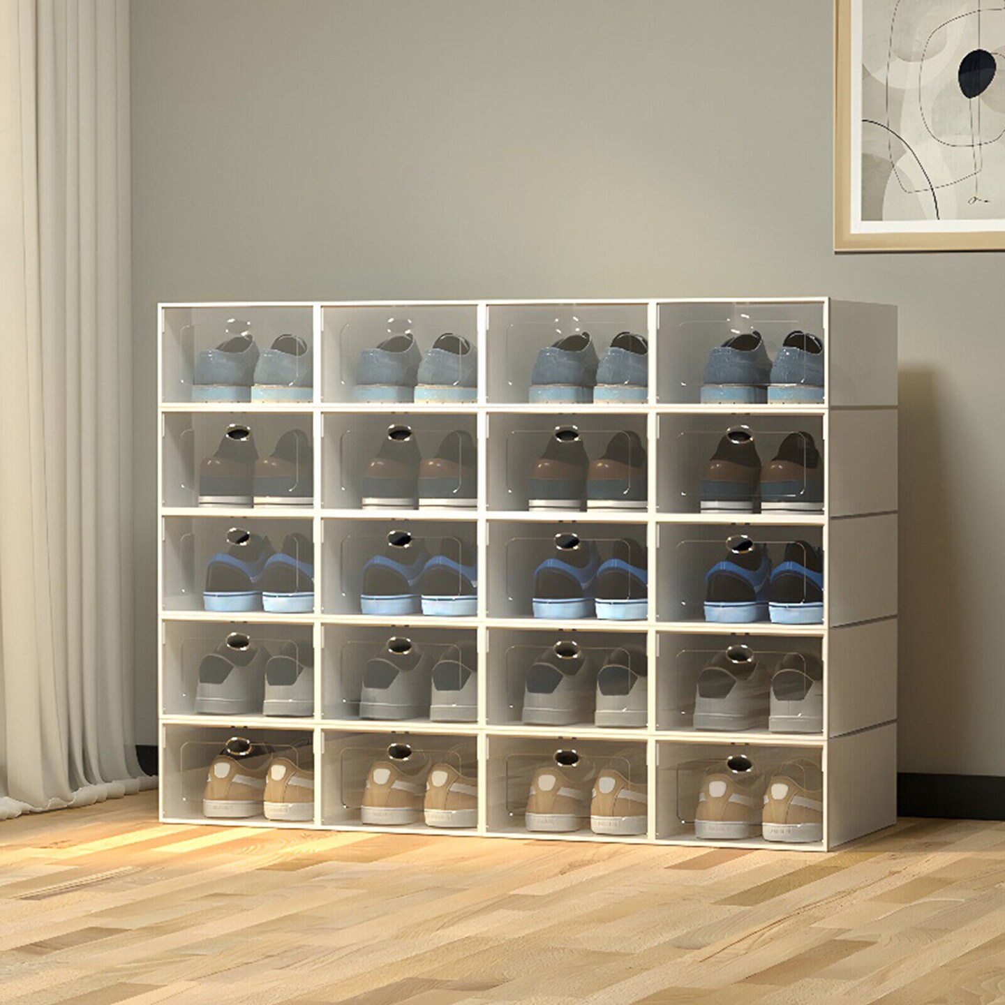 Kitcheniva 20pcs Plastic Stackable Durable Shoe Storage Box Organizer