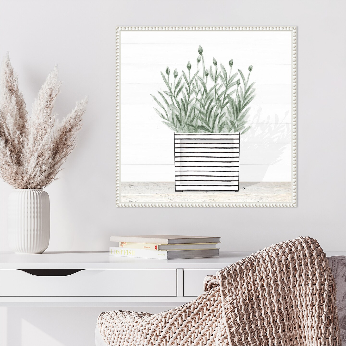 Lavender In Modern Pot III by Janice Gaynor Framed Canvas Wall Art