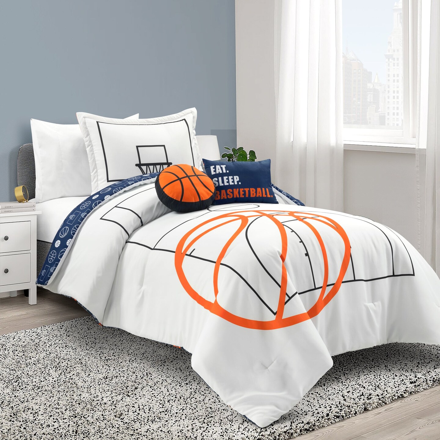 Basketball Game Reversible Comforter Set - Kids Bedding