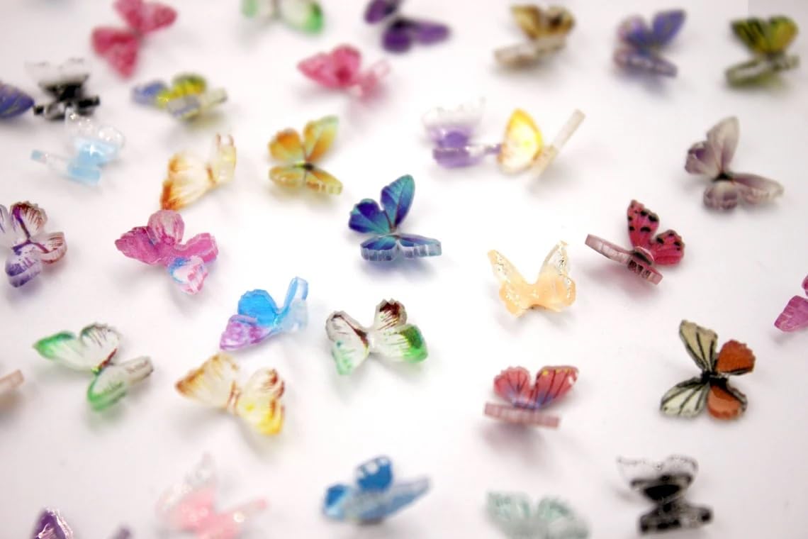 30 Pieces Micro Resin Butterflies, Dollhouse Miniature Tiny Butterflies, Terrarium Fairy Garden Dolls Toy, Mini Micro Landscaping Decoration