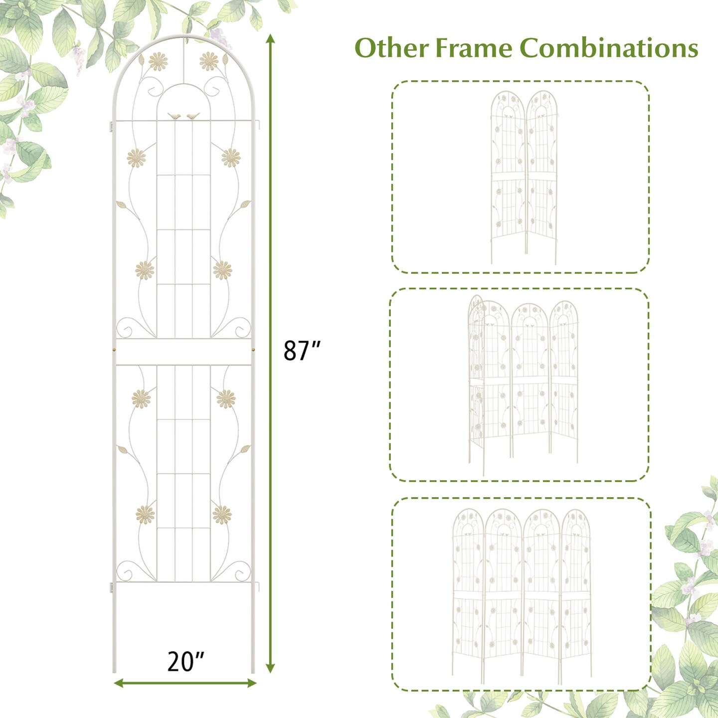 2 Pack 86.5 X 20 Inches Metal Garden Trellis For Climbing Plants
