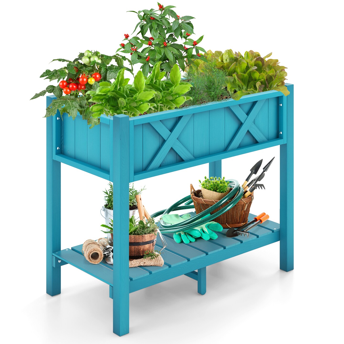 Hips Raised Garden Bed Poly Wood Elevated Planter Box