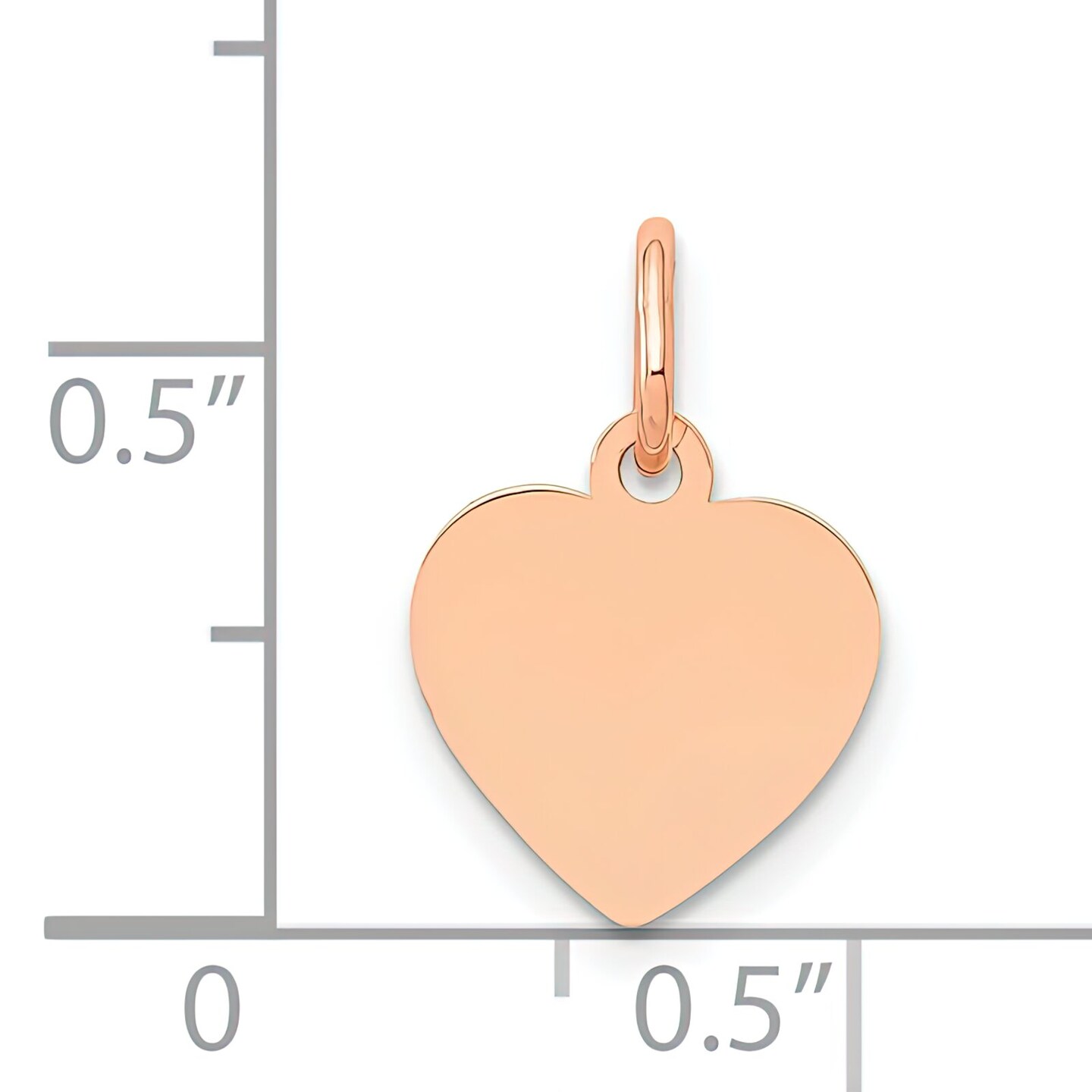 14K Rose Gold Heart Charm Engraveable Jewelry Pendant 15mm x 10mm