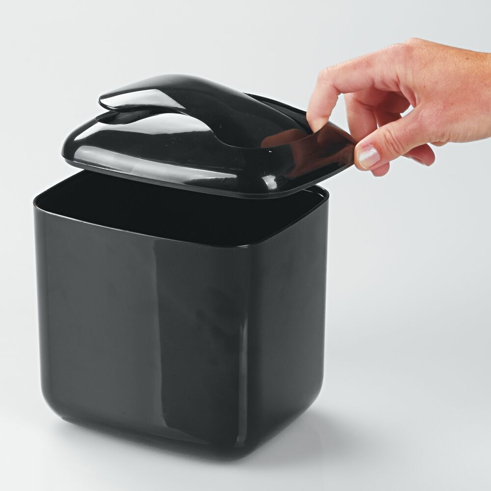 mDesign Mini Trash Can with Swing Lid for Bath Vanity