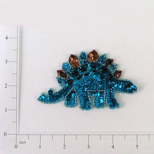 4 1/4" x 2 1/2" Eve Stegosaurus Dinosaur Sequin Applique/Patch