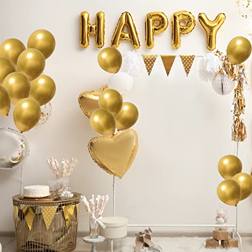 Gold Balloons, 120pcs 5 Inch Chrome Metallic Latex Gold Balloon for Party Supplies Birthday Anniversary Festival Baby Shower Wedding Engagement Decoration