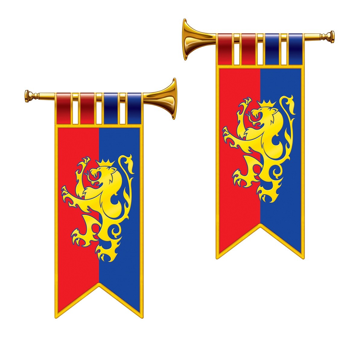 Beistle Club Pack of 24 Red and Blue Herald Trumpet Party Decorations Cutouts 17&#x22;