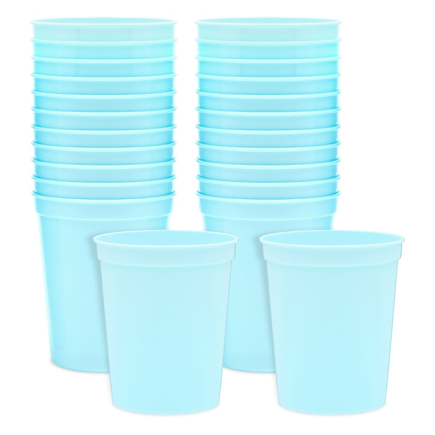 Basicwise Plastic Reusable Cups 7 oz Set of 6 (2 Red, 2 Green, 2 Blue)