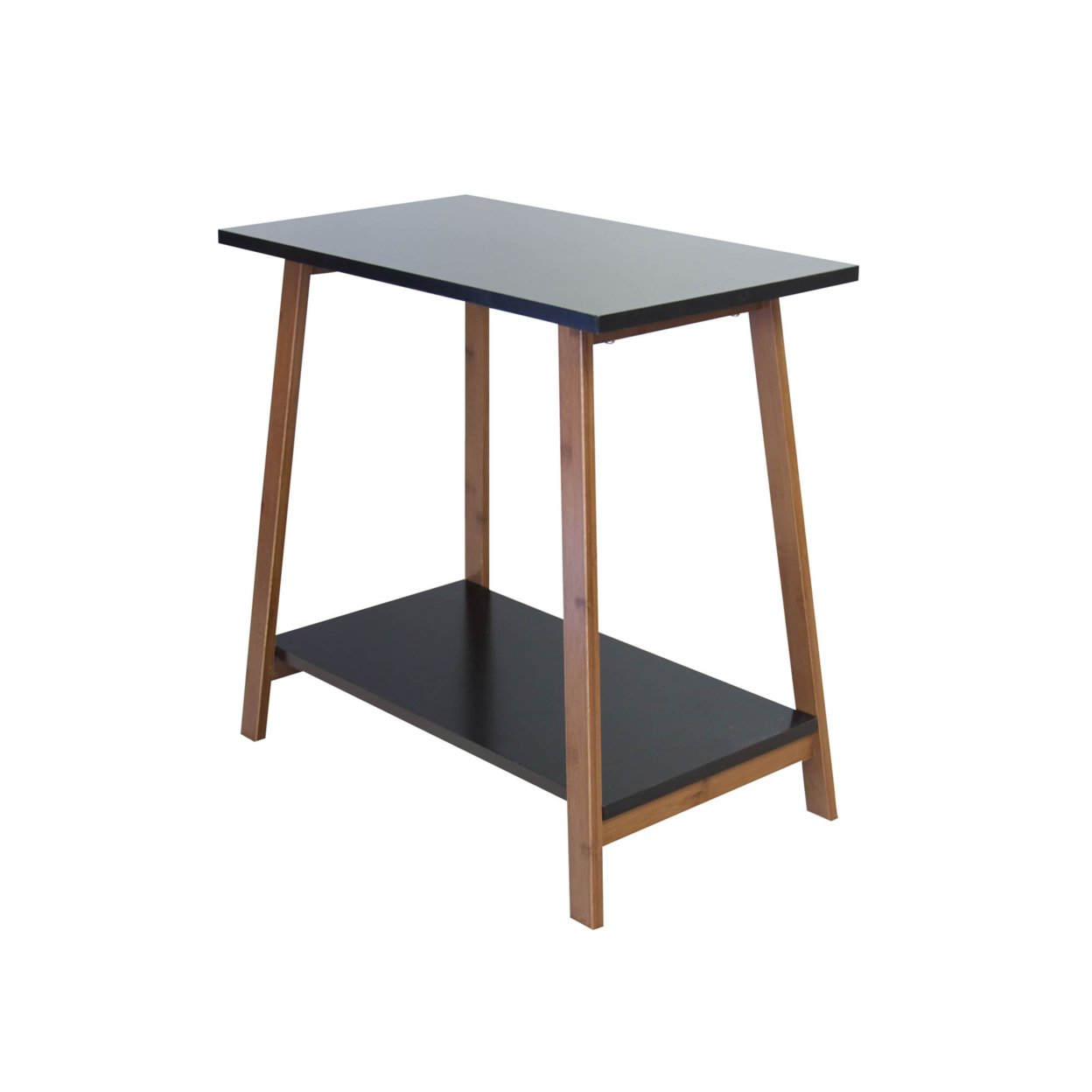 Eccostyle   2-Tier Solid Bamboo Frame Recliner End Table - Caramel and Black