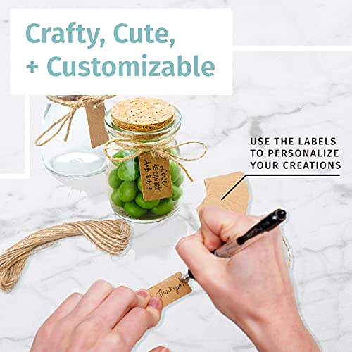 Otis Classic Small Glass Jars with Lids - Set of 12 Jars w/ 20 Labels and 15ft of Twine for Christmas New Year Decor, Wedding and Party Favors, Apothecary, DIY Crafts, Food and Potions - Christmas Decorations for Home