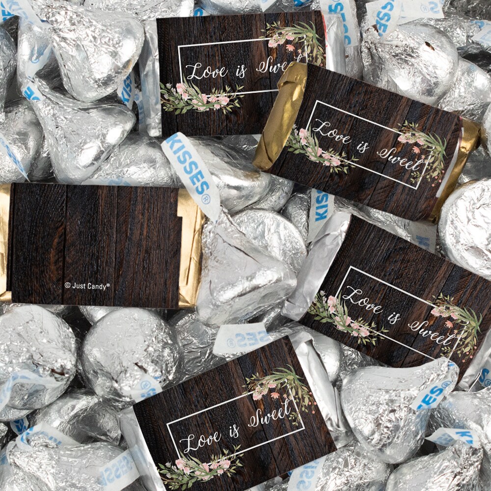 116 Pcs Wedding Candy Favors Hershey&#x27;s Miniatures &#x26; Kisses - Rustic