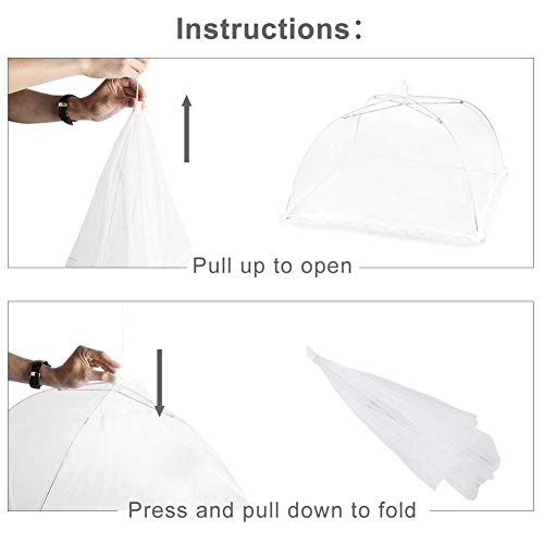 (6 Pack) Pop-Up Food Cover Tents, 17 Inch X17 Inch Food Mesh Cover, Reusable and Collapsible Outdoor Picnic Food Cover Net,Suit for Parties Picnics,BBQs