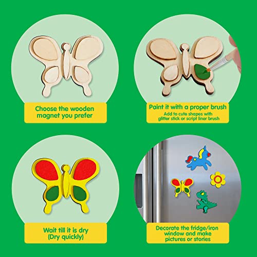 JOYIN Wooden Magnets, Spring Arts &#x26; Crafts for Boys and Girls Ages 4+, Childrens Painting Craft Activities Kit, Craft Toys Gifts for 4, 5, 6, 7, 8, 9, 10, 11 &#x26; 12 Year Old Kids