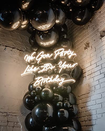 100 Pack 12 Inch Black Latex Balloons - Round Helium Balloons for Black Themed Wedding, Graduation, Anniversary, and Birthday Party Backdrop Decorations