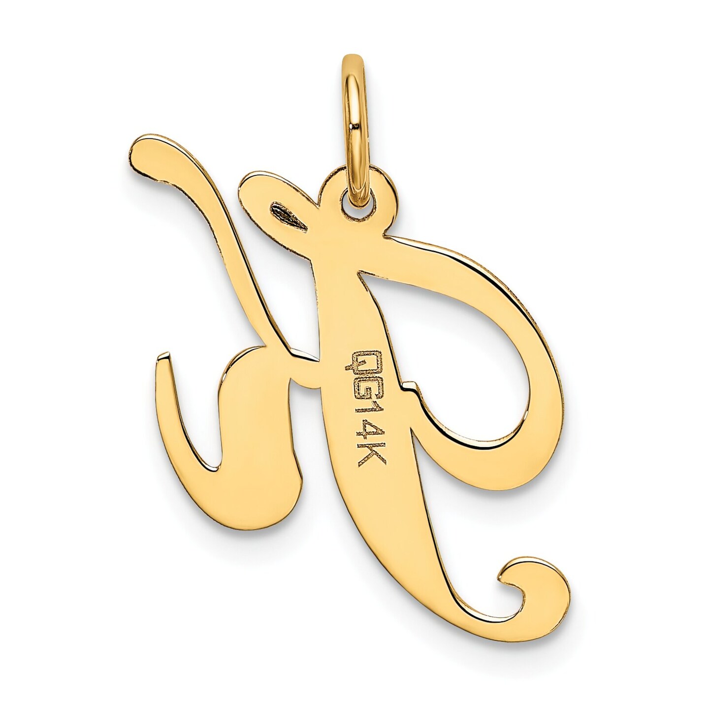 14K Yellow Gold Medium Fancy Script Initial K Charm Jewerly