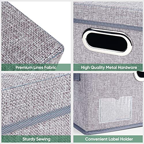 Fabric Storage Boxes with Handles, Foldable Storage Baskets & Bins, Bins  for Closet & Shelf, 3-Pack, Medium, Gray, 11.4 x 8.7 x 6.7 