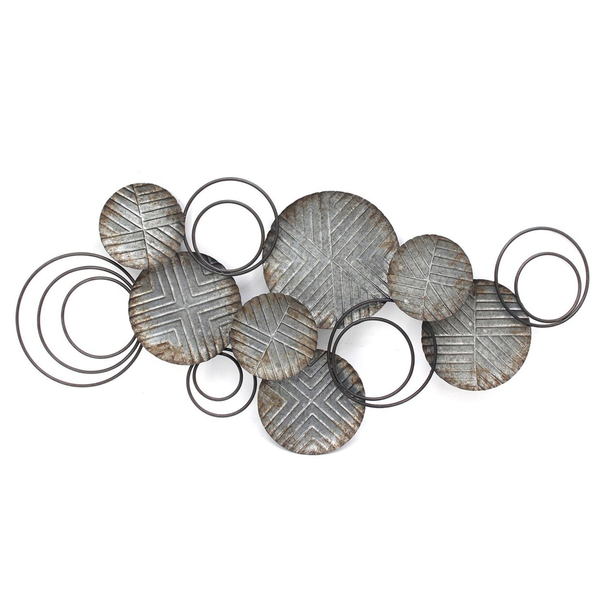 HomeRoots Home Decor Home Decor 41 Farmhouse Galvanized Metal Plates