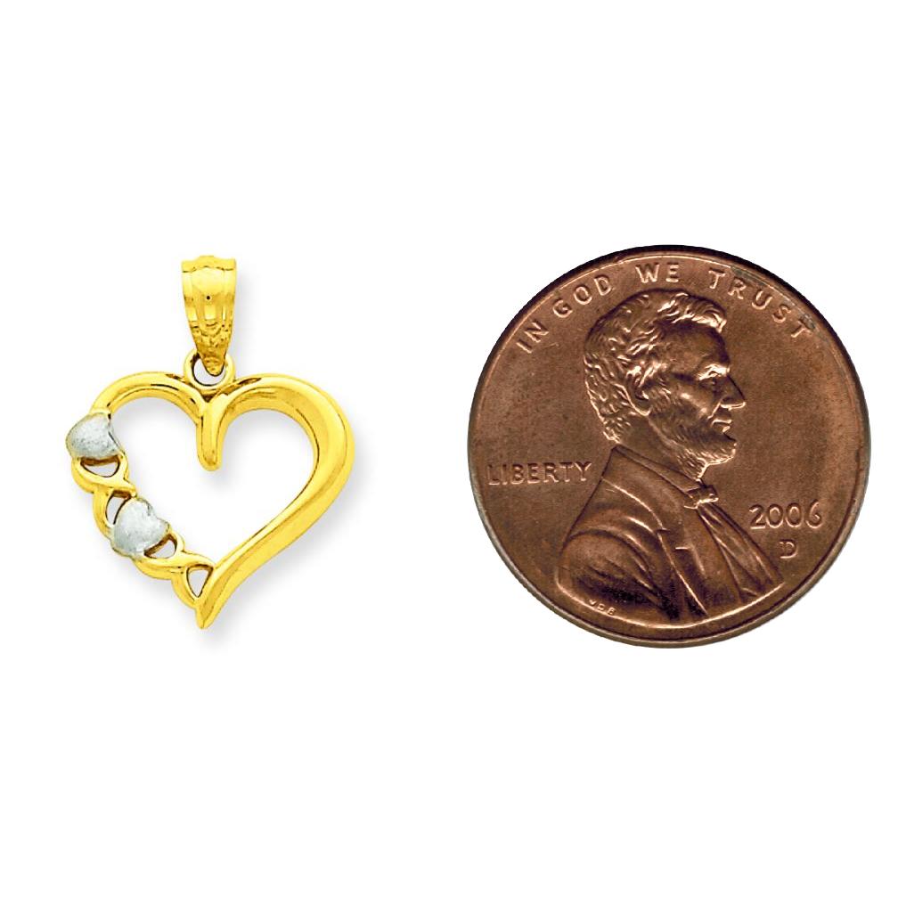 14K Two Tone Gold Heart XO Pendant Charm Jewelry 19mm x 15mm