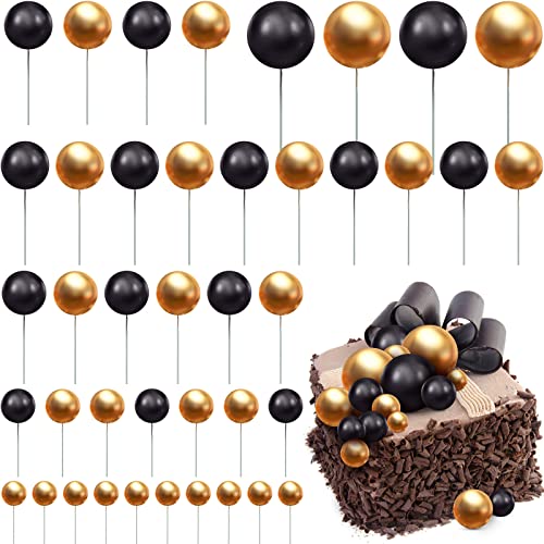 66 Pieces Mini Balloon Cake Topper Cake Decorations Balls Faux Pearl Balls  Cake Picks DIY Cake Insert Topper Baking Decoration for Anniversary  Graduation Birthday Party Baby Shower (Gold, Black)