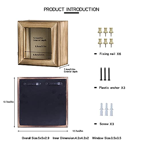 Freezing point Shadow Box Frame 5x5 Shadow Box Display Case Cabinet Picture Frame with Linen Back Memorabilia Awards Bouquet Photos Baby Memory Box for Keepsakes Small Mini Paw Print Box Pin