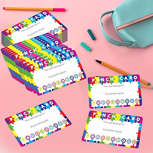 102 PCS Punch Cards, Incentive Reward Card Student Awards Loyalty Cards for Business, Classroom, Kids Behavior, Students, Teachers, 3.5” x 2”